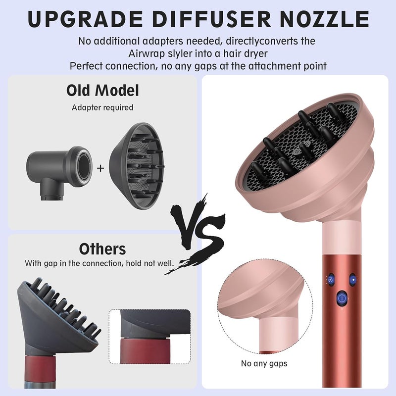 KingKam Upgraded Diffuser Attachment for Dyson Airwrap, Collapsible Travel Hair Diffuser Nozzle for Airwrap, Converts for Dyson Airwrap to Hair Dryer, Foldable and Easy Storage - Light Pink - Image 2